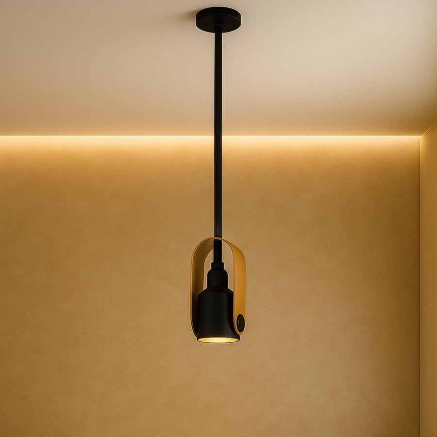 Single black LED wall sconce with modern elegant design – E27 lamp base, 2-meter cord length, adjustable length