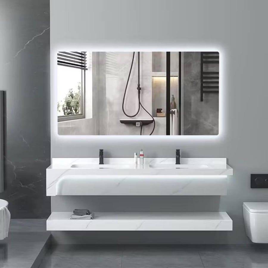 Double basin sink, white color, thick gray, available in two sizes