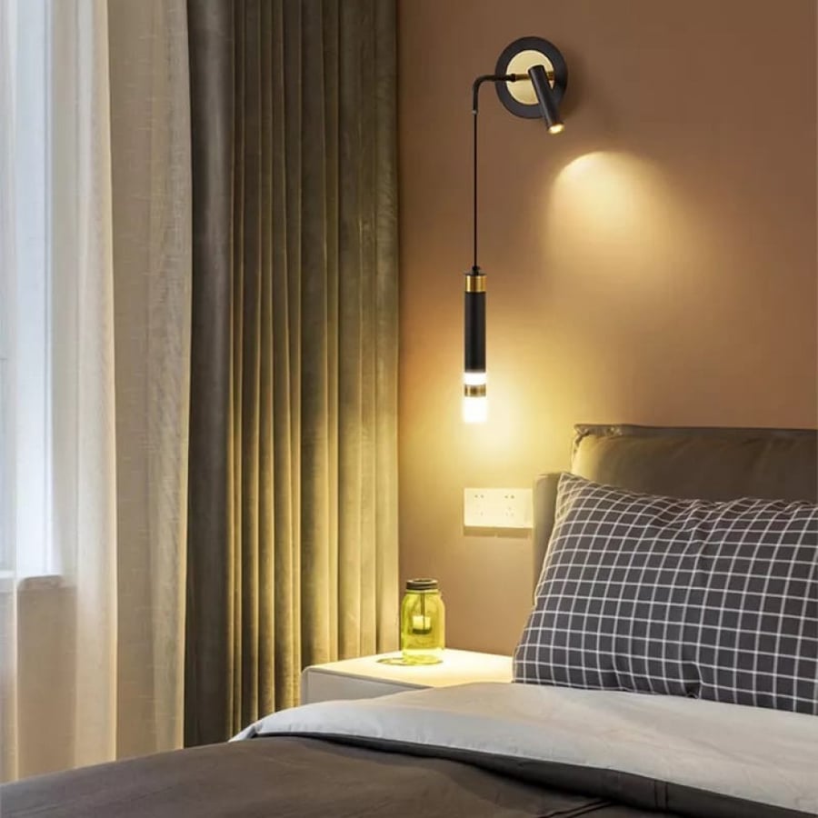 Wall-mounted LED modern lamp with three lights black color