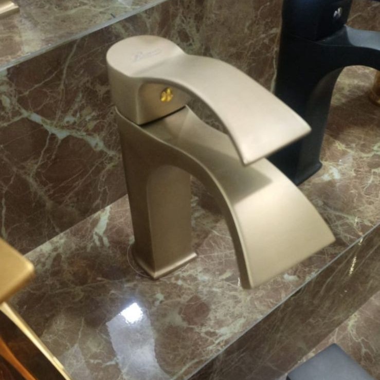 Golden matte short sink mixer