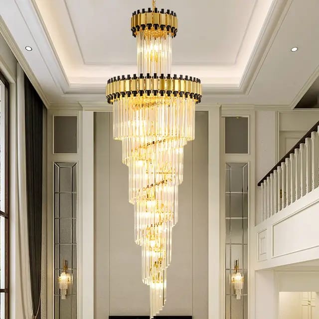 Chandelier waterfall modern contemporary design suitable for domes of houses and large halls and stairs to reflect a beautiful view of the house available in several sizes