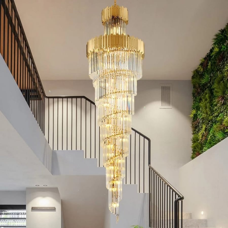 Chandelier waterfall modern contemporary design suitable for domes of houses and large halls and stairs to reflect a beautiful view of the house size 80 cm