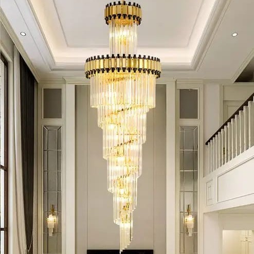 Chandelier waterfall modern contemporary design suitable for domes of houses and large halls and stairs to reflect a beautiful view of the house available in several sizes