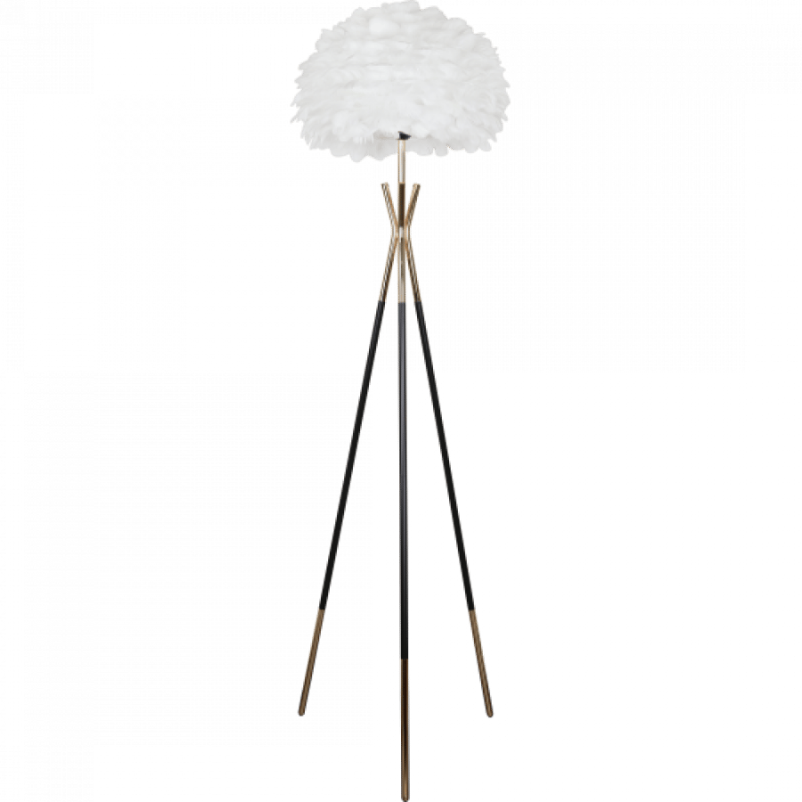Modern three-legged floor lamp – black and gold – height 154 cm