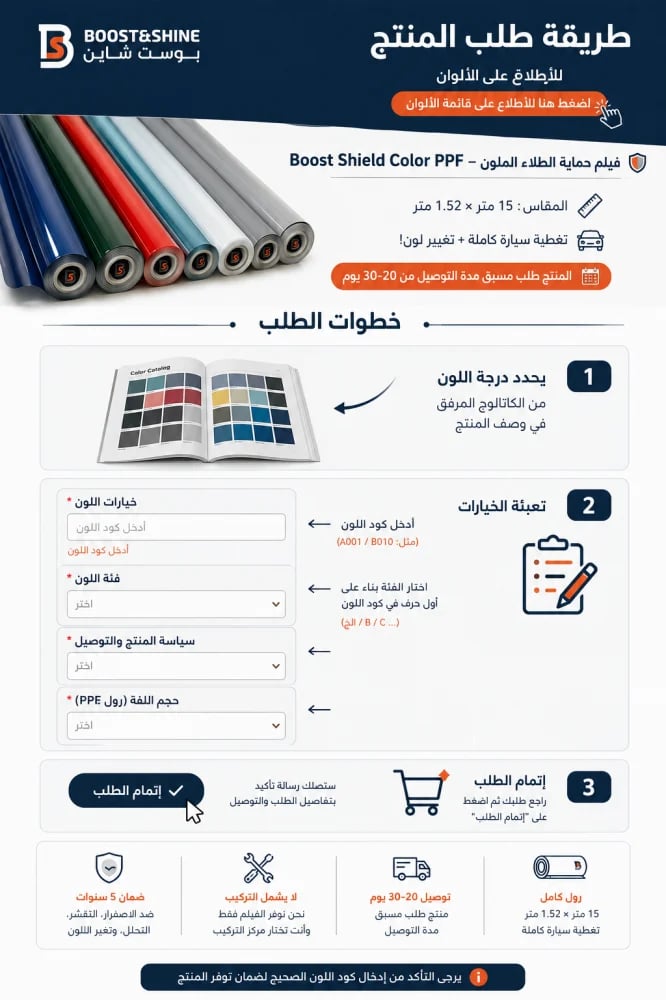 فلم حماية السيارة ملون Boost Shine PPF Color