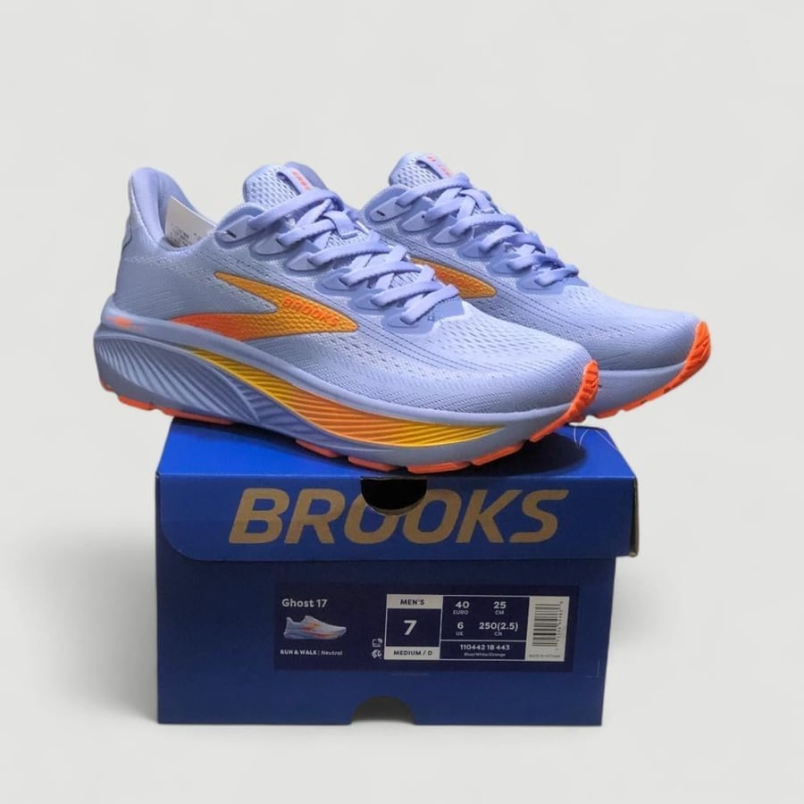 حذاء بروكس جوست 17 | Brooks Ghost 17 Blue Heron White Orange