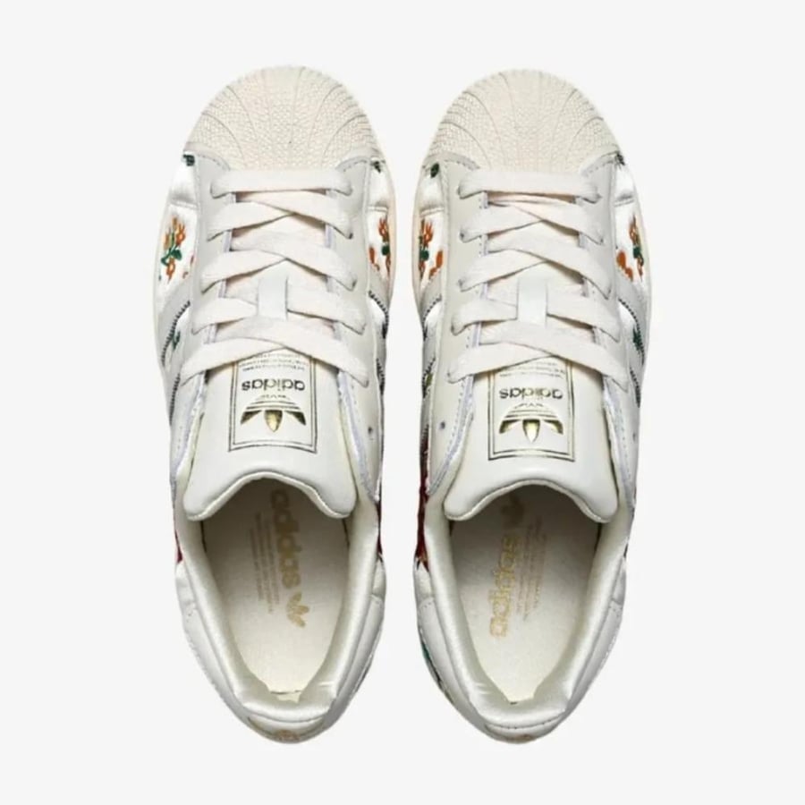 adidas Superstar II Shoes Cream White / Floral Stitching