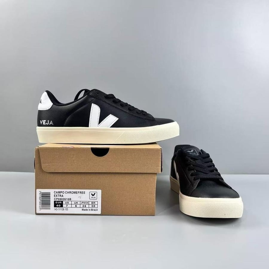 VEJA CAMPO LEATHER BLACK WHITE