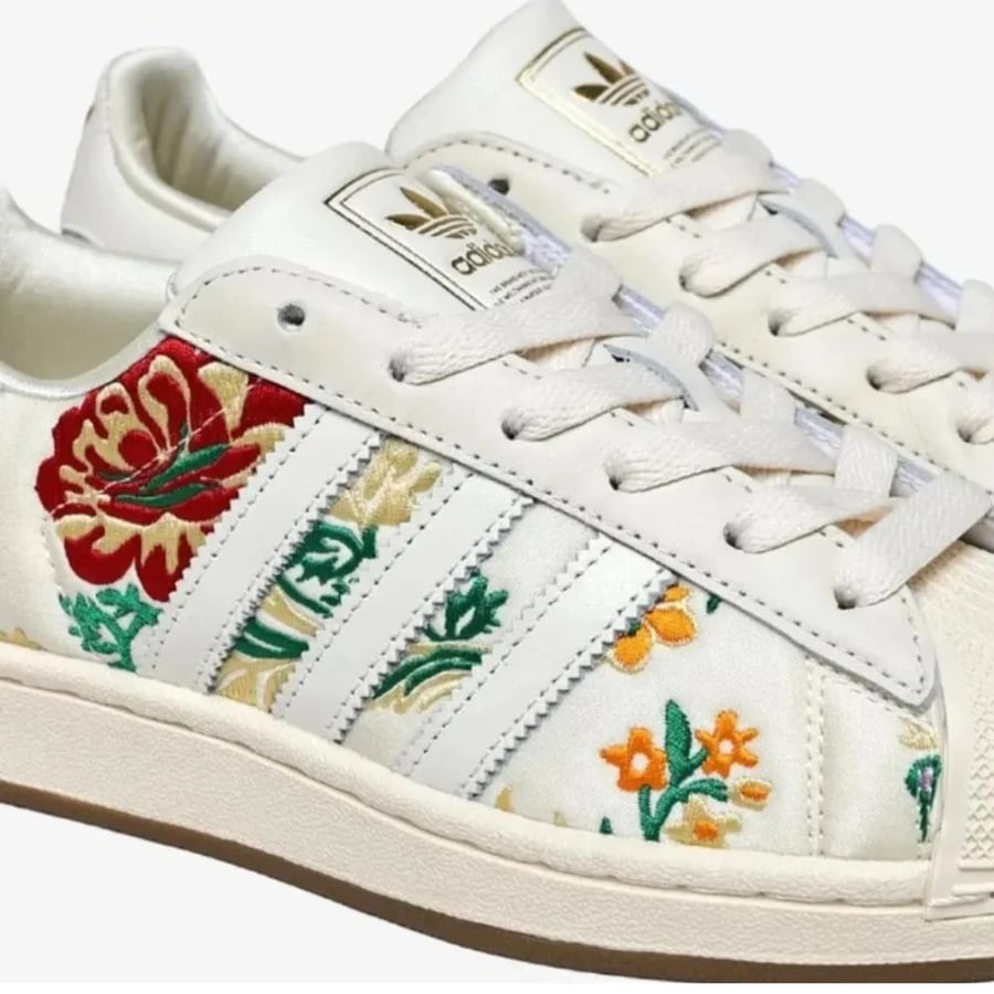 adidas Superstar II Shoes Cream White / Floral Stitching