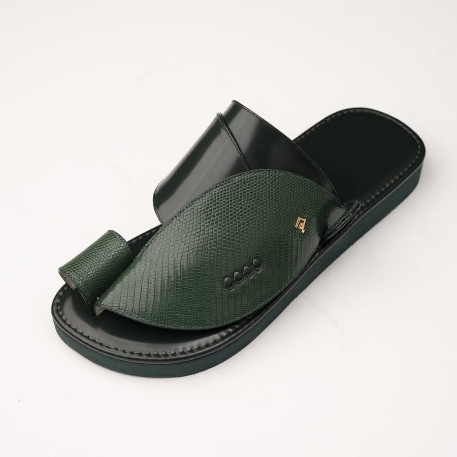 صندل جلد لزرد اخضر غامق