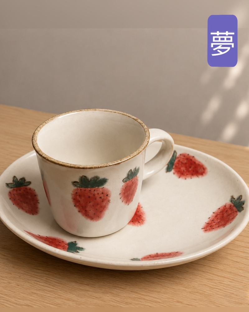 Strawberry mug and plate set