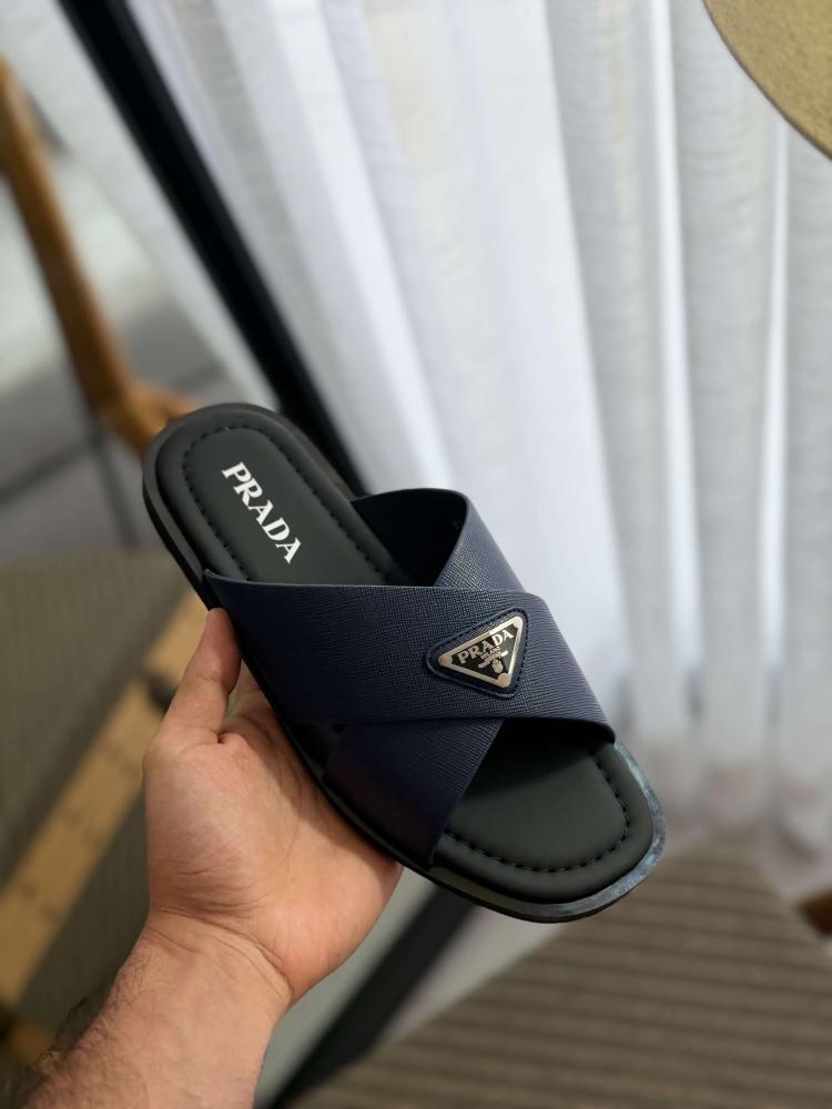 صندل برادا صندل متقاطع كحلي وأسود – Prada Crisscross Sandals Navy & Black