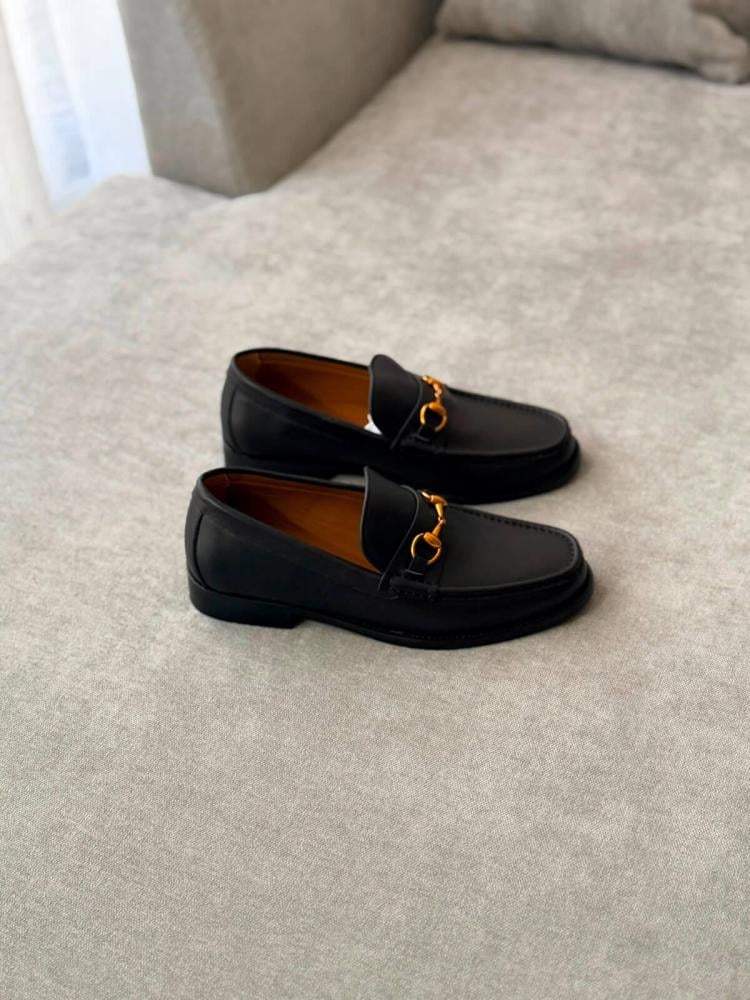 حذاء قوتشي جوردان هورسبيت لوفر جلد أسود – Gucci Jordaan Horsebit Black Leather Loafer