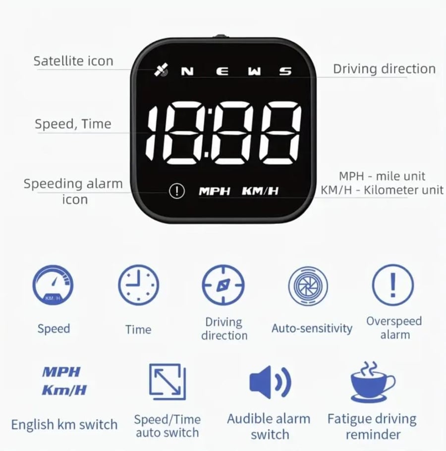 عداد سرعة HUD إلكتروني منفذ (USB)