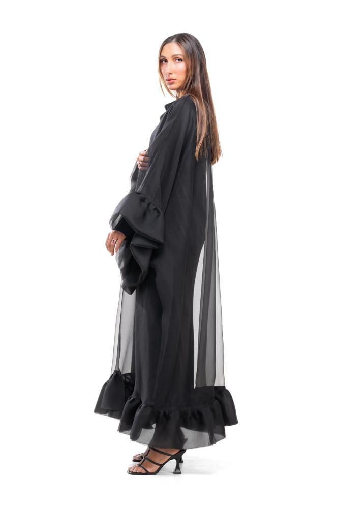 عباية سوداء اورقنزا فاخرة مع فستان - Ruffles