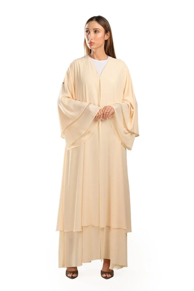 Luxurious yellow summer abaya with layers - Mirta III
