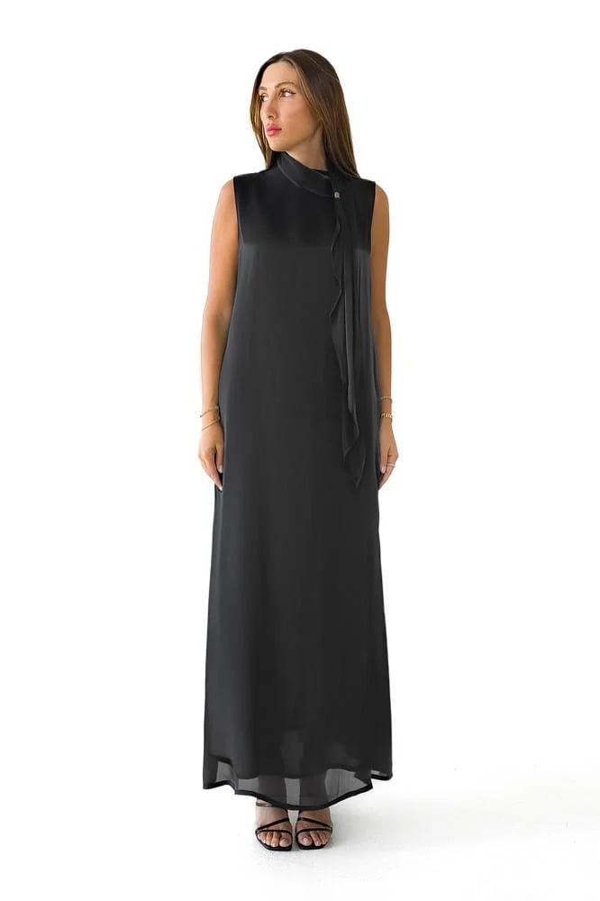 Luxury black abaya and bisht with an elegant dress - Marina