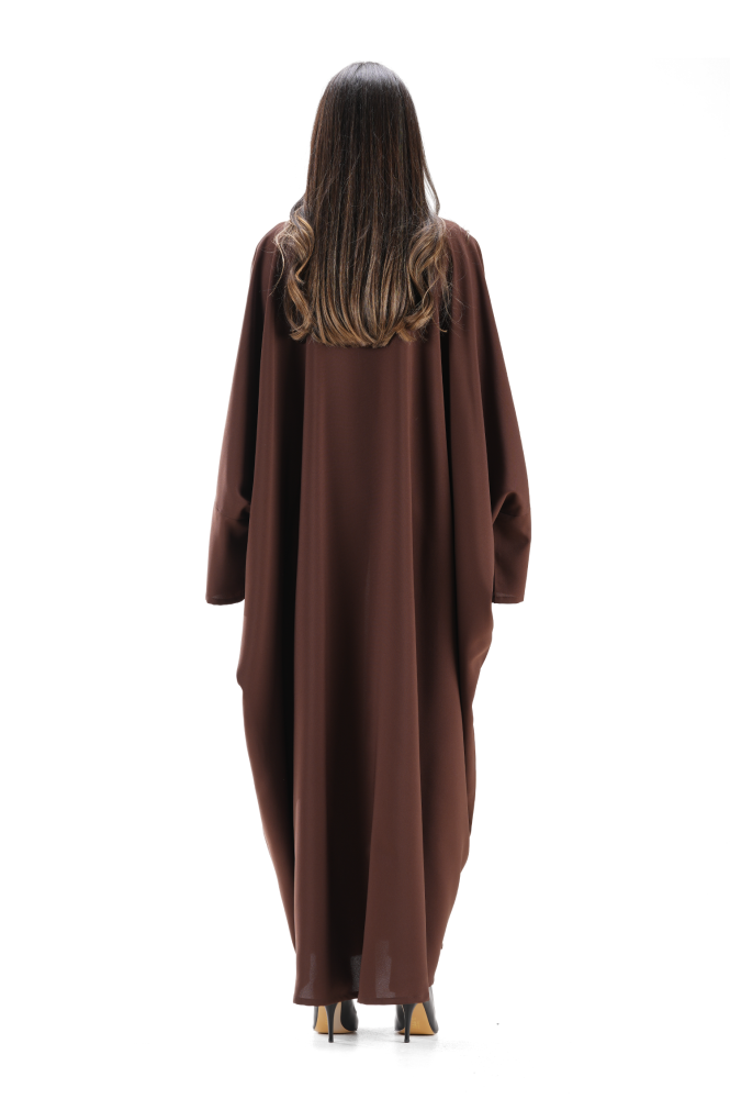 Brown bisht abaya with distinctive traditional bead embroidery - Turaath