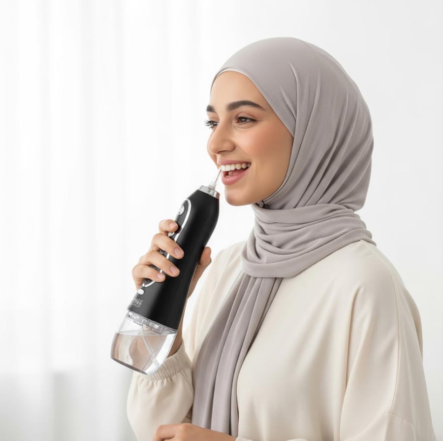 هايسميل جهاز تنظيف الأسنان واللسان خيط مائي من ميك اوفر 22 ، أسود / 300 مل