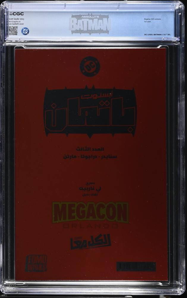 Absolute Batman #3 U.A.E. Edition (FOMO Books) Lee Garbett MegaCon 2025 Exclusive Foil Cover – CGC 9.8 Custom Label