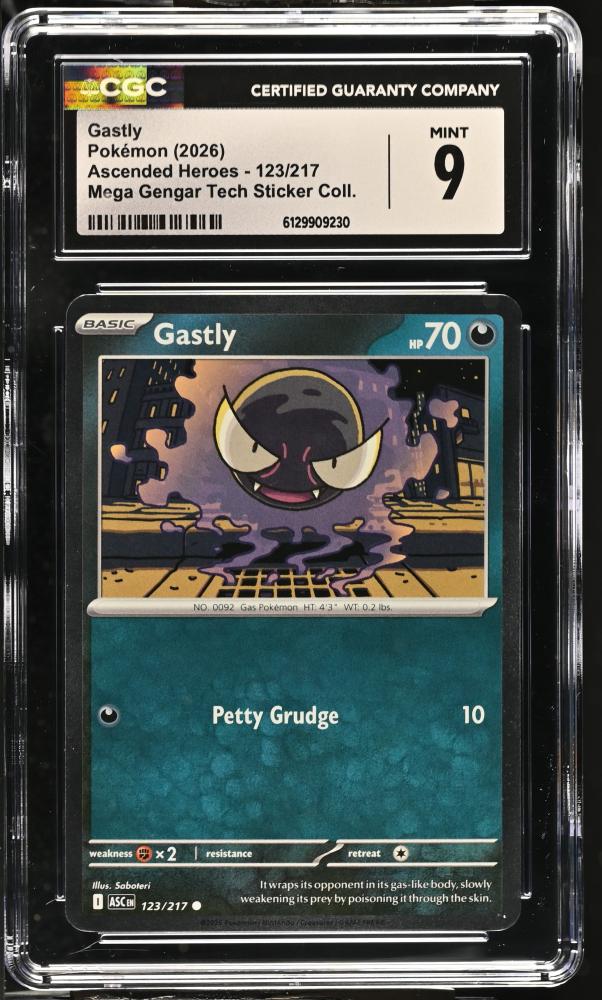 2026 Pokémon Ascended Heroes Gastly #123/217 Mega Gengar Tech Sticker Coll Variant CGC 9 Mint