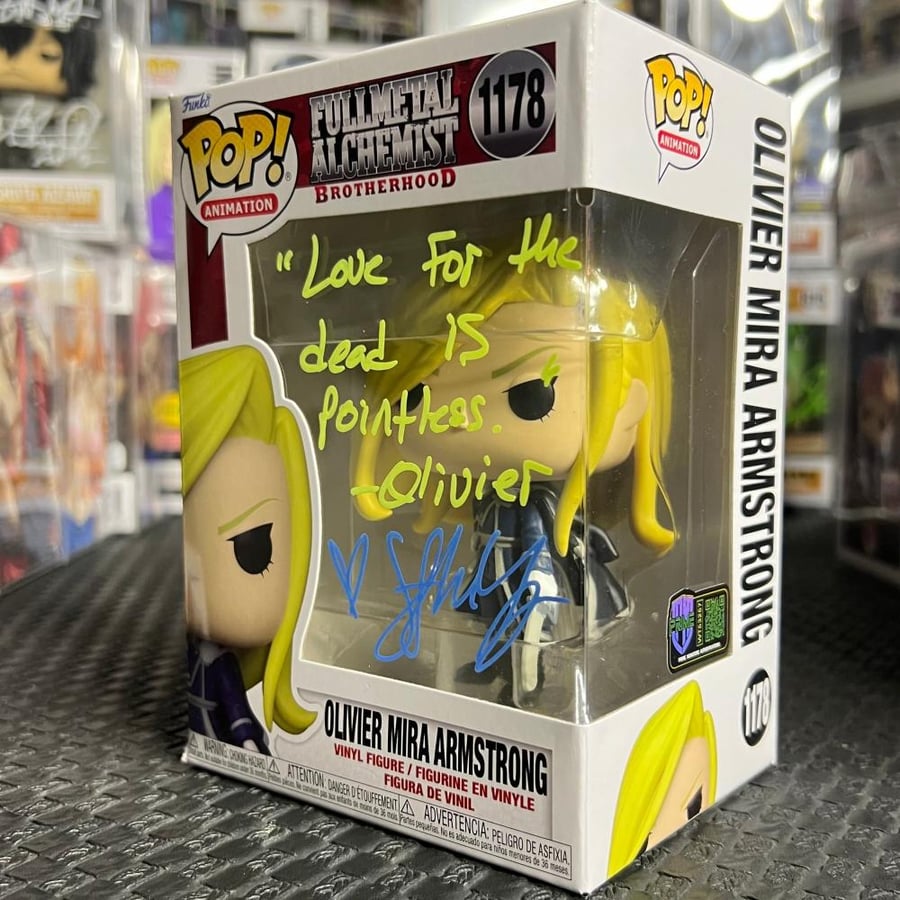 Funko Pop Fullmetal Alchemist Oliver Mira Armstrong #1178 Signed COA by Stephanie Young