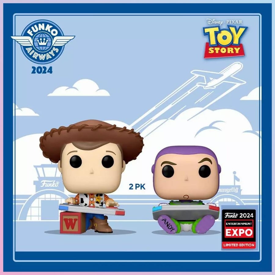 Funko Pop! Pixar Toy Story Woody & Buzz Lightyear 2-Pack Official C2E2 2024