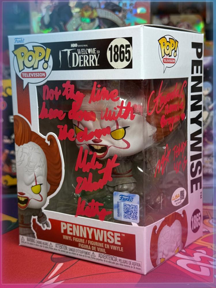 Funko Pop! IT Welcome to Derry Pennywise #1865 Triple Signed