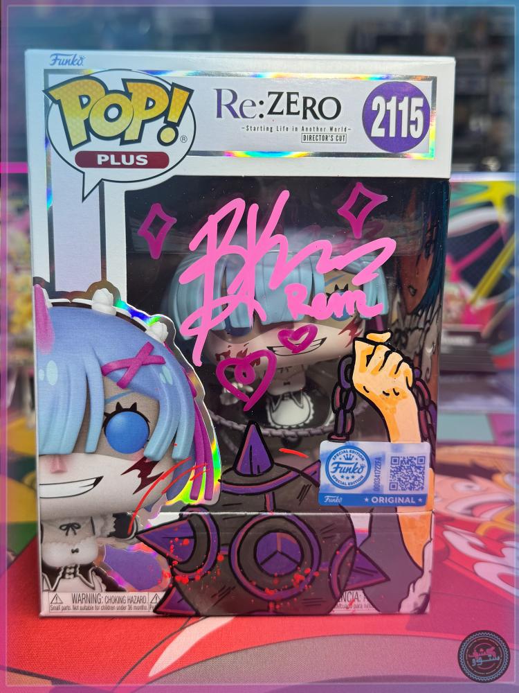 Funko Pop! Re:Zero Rem (with Morningstar) (Plus) #2115 Signed Brianna Knickerbocker  with Custom ART SWAU COA