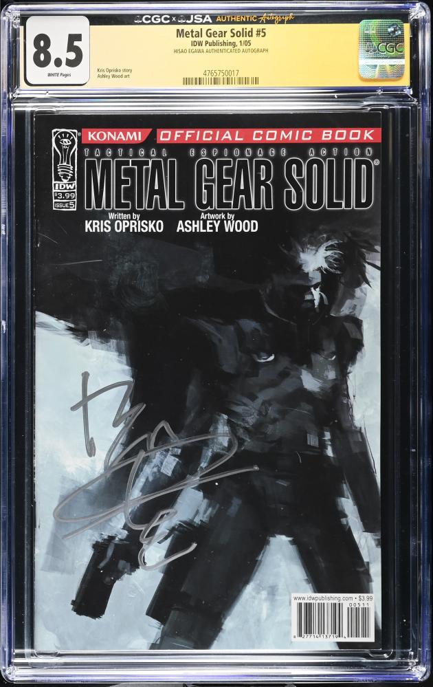 IDW Metal Gear Solid #5 (2005) Signed Hisao Egawa - CGCxJSA 8.5 White Pages