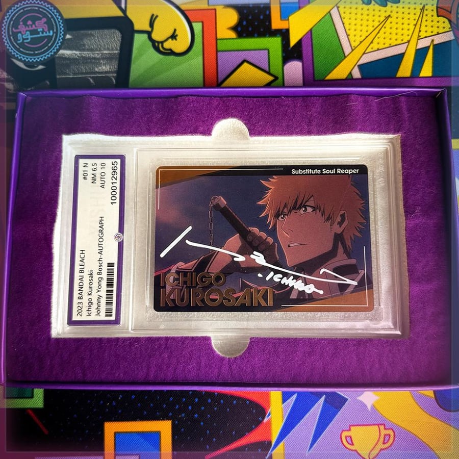 Ichigo Kurosaki #01  Bleach wafer card 2 2023 SIGNED BY Johnny Yong Bosch Graded