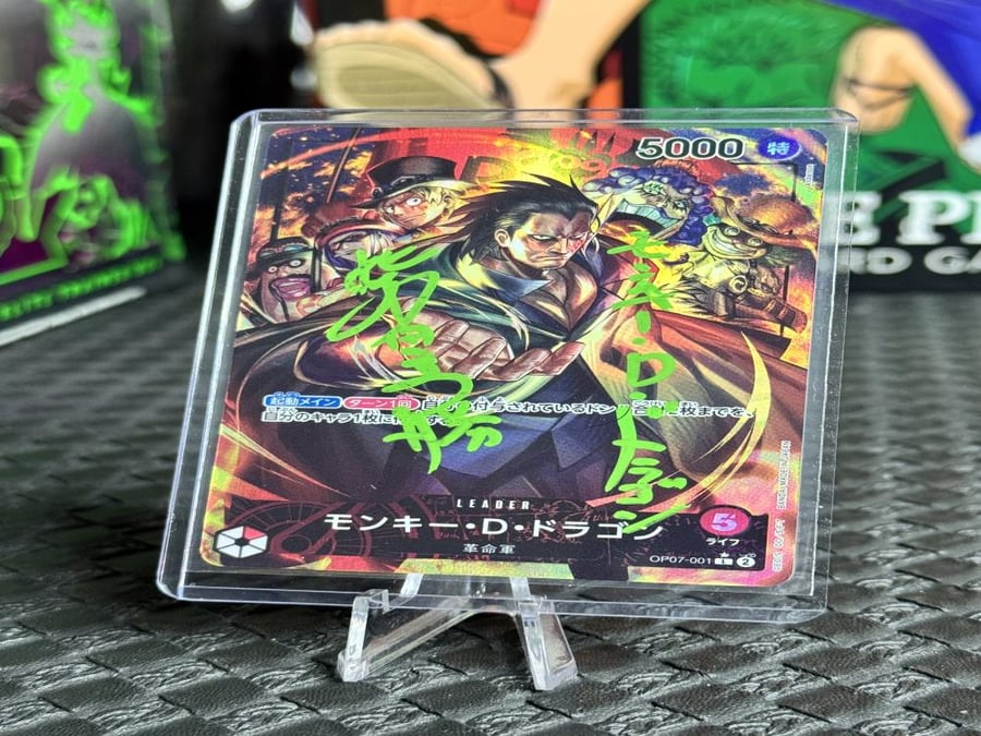 Signed Card by Japanese Hidekatsu OP07-001 Monkey D. Dragon