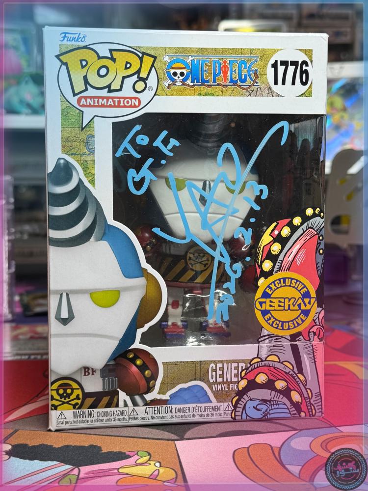 Funko Pop! : One Piece - Franky Geekay Exclusive Signed By the JVA Kazuki Yao + Custom ART + PSA COA