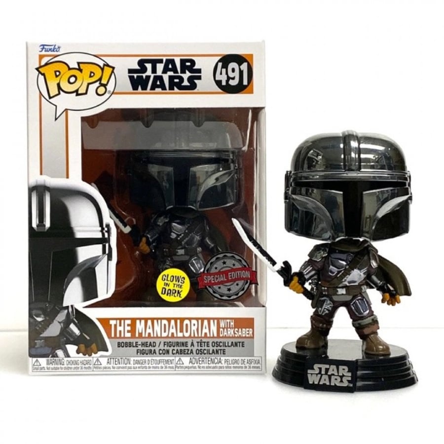 Funko Pop! Tv: Mandalorian- Mando w/ Dark Saber (GW/MT)(Exc)