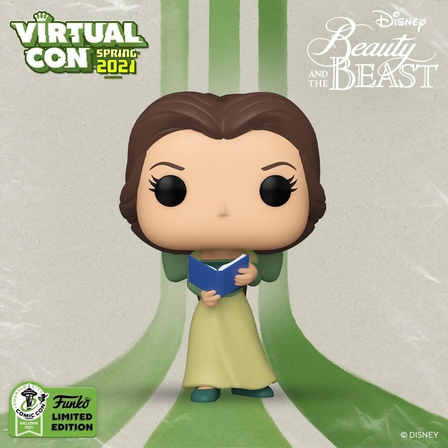 Funko Beauty and the Beast 30th Anniversary - Belle in Green Dress w/ Book ECCC 2021 Spring Convention Exclusive