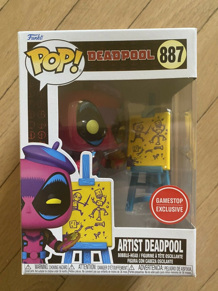 Funko Pop! Blacklight Artist Deadpool Marvel Bucket List Gamestop Exclusive Box