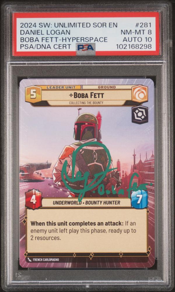 by Star Wars Unlimited Spark of Rebellion Boba Fett Hyperspace #281 PSA Signed By DANIEL LOGAN