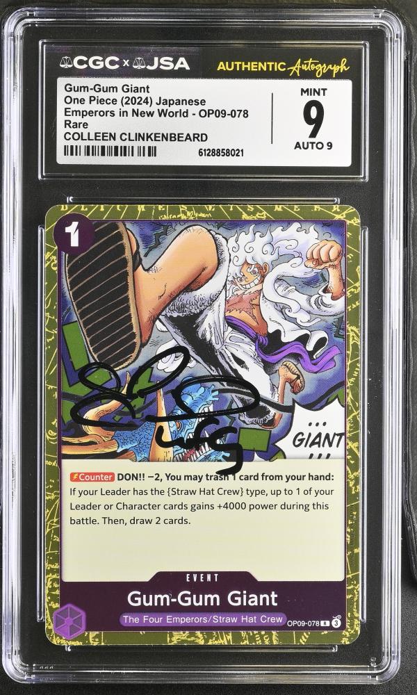 Signed CGC One Piece Jap Gum-Gum Giant Luffy OP09-078 - Colleen Clinkenbeard autograph