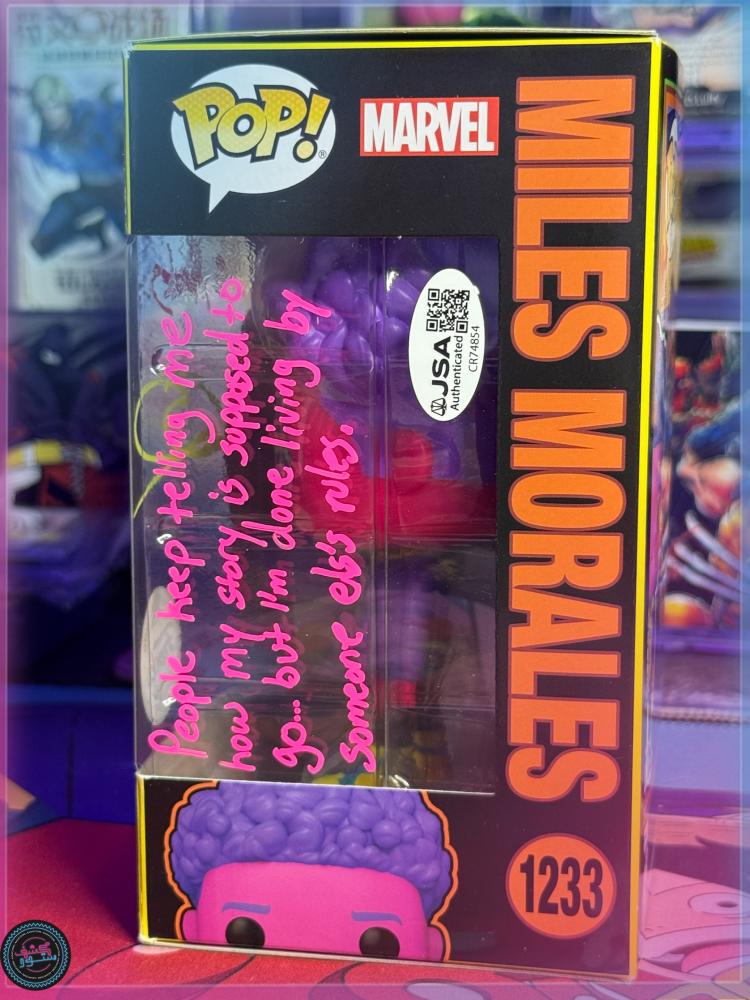 Funko Pop! Marvel Miles Morales #1233 Blacklight Signed By Shameik Moore + JSA COA