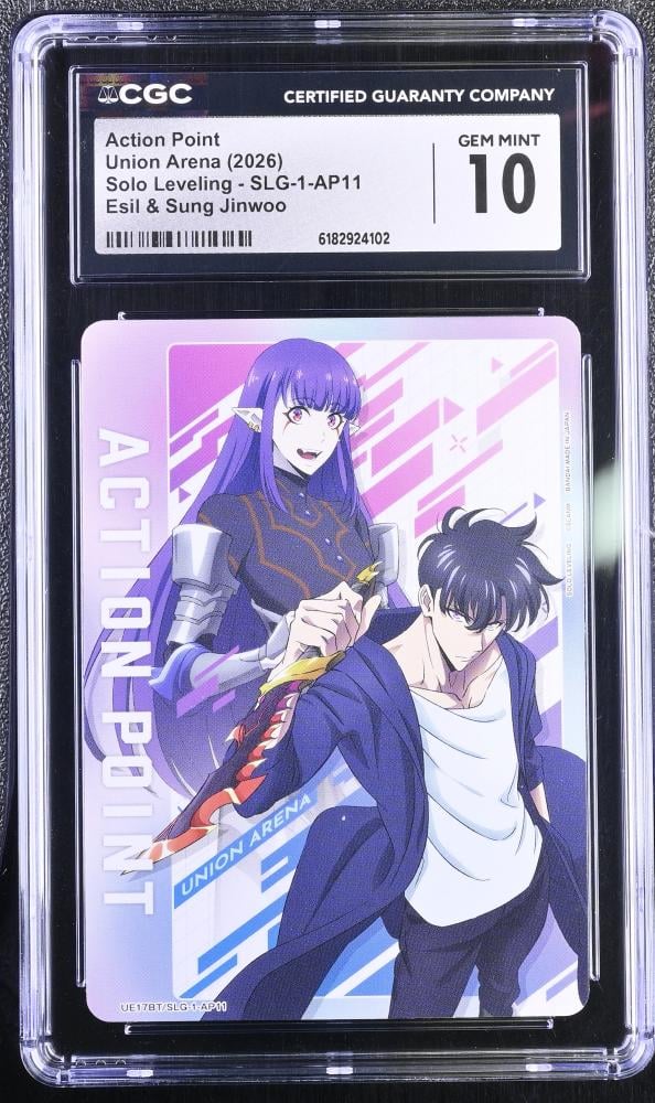 Union Arena: Solo Leveling Esil & Sung Jinwoo Action Point #SLG-1-AP11 (2026) - CGC 10 Gem Mint