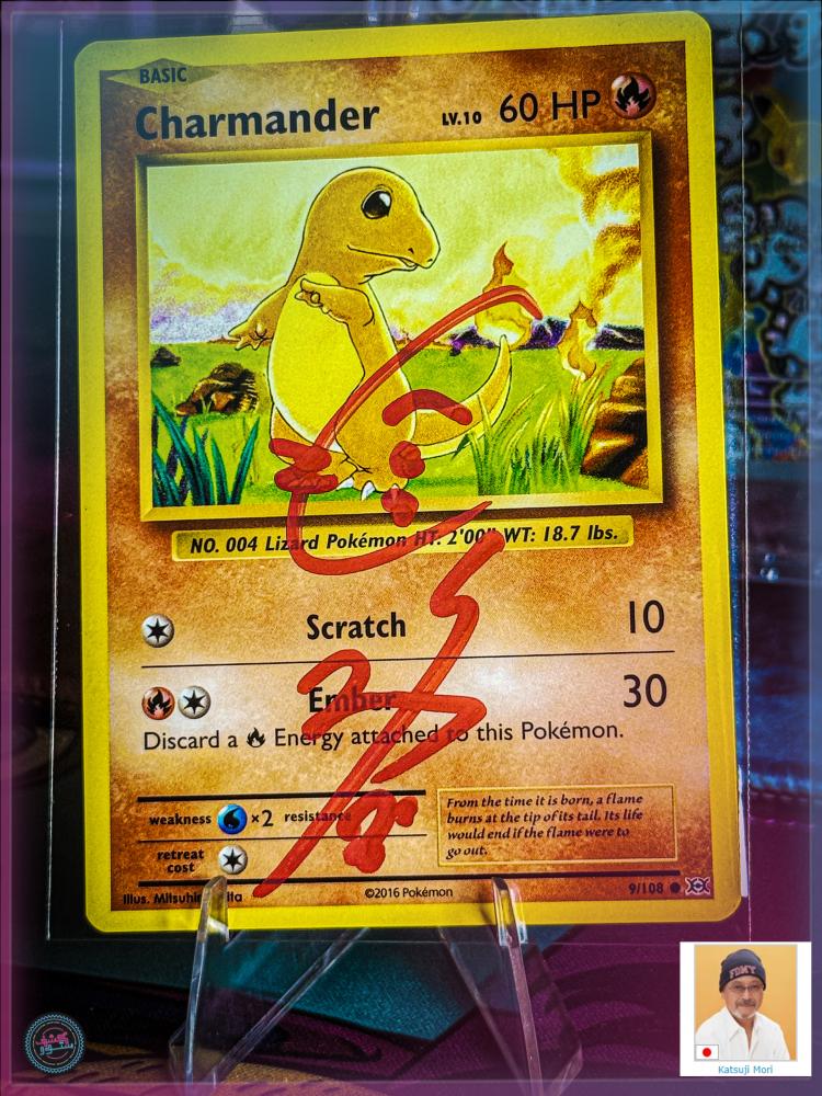 Pokemon TCG 2016 Charmander 9/108 I Signed by Katsuji Mori