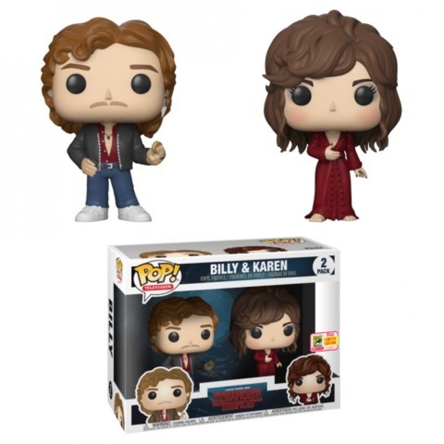 Funko Pop Stranger Things Billy And Karen 2 Pack Sdcc 2018 Con sticker