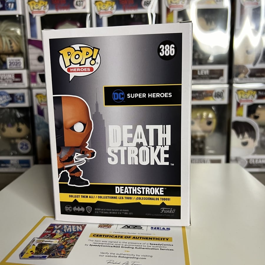 Funko Pop! BATMAN: Deathstroke #386 Hot Topic Excl. SIGNED Manu Bennett
