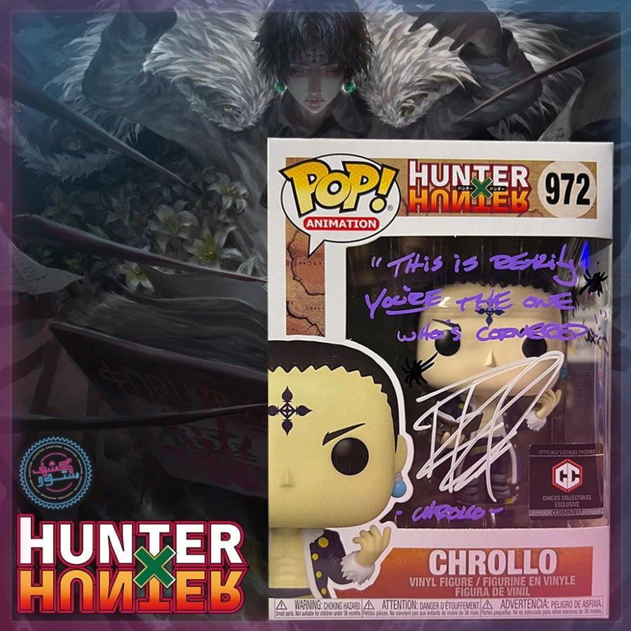 Funko Pop! Hunter x Hunter Chrollo #972 SIGNED by Robbie Daymond PSA wIth ART Chalice