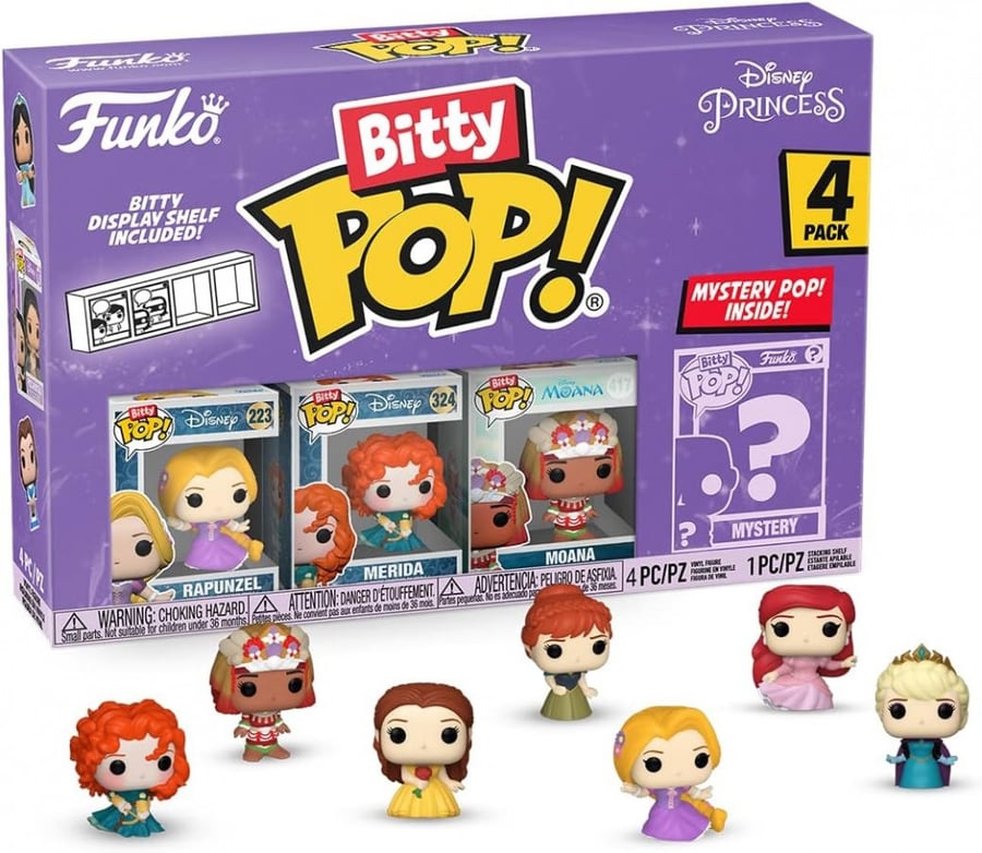 Funko Bitty Pop! Disney Princess Mini Collectible Toys - Rapunzel, Merida, Moana & Mystery