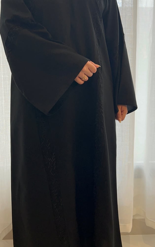A-line abaya with black pattern A37