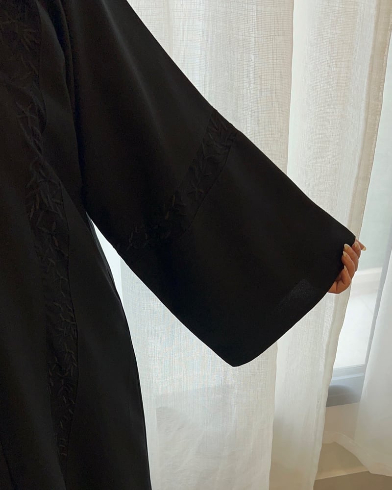 A-line abaya with black pattern A37