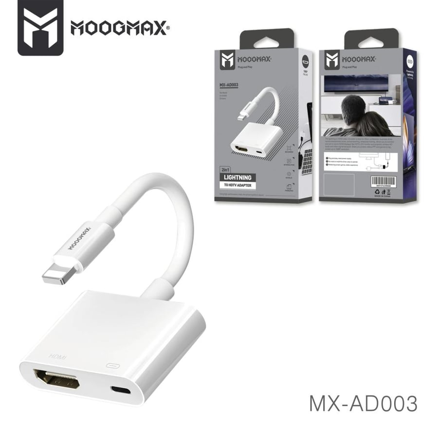 وصلة ايفون للتلفزيون HDMI مع منفذ شحن (2 في 1) من موج ماكس بدقة 1080P