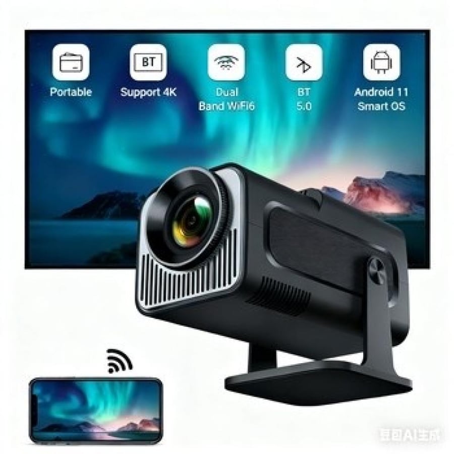 بروجكتر ذكي TEFONER TE-P37 بنظام أندرويد 11 - دعم 4K وشاشة حتى 180 بوصة
