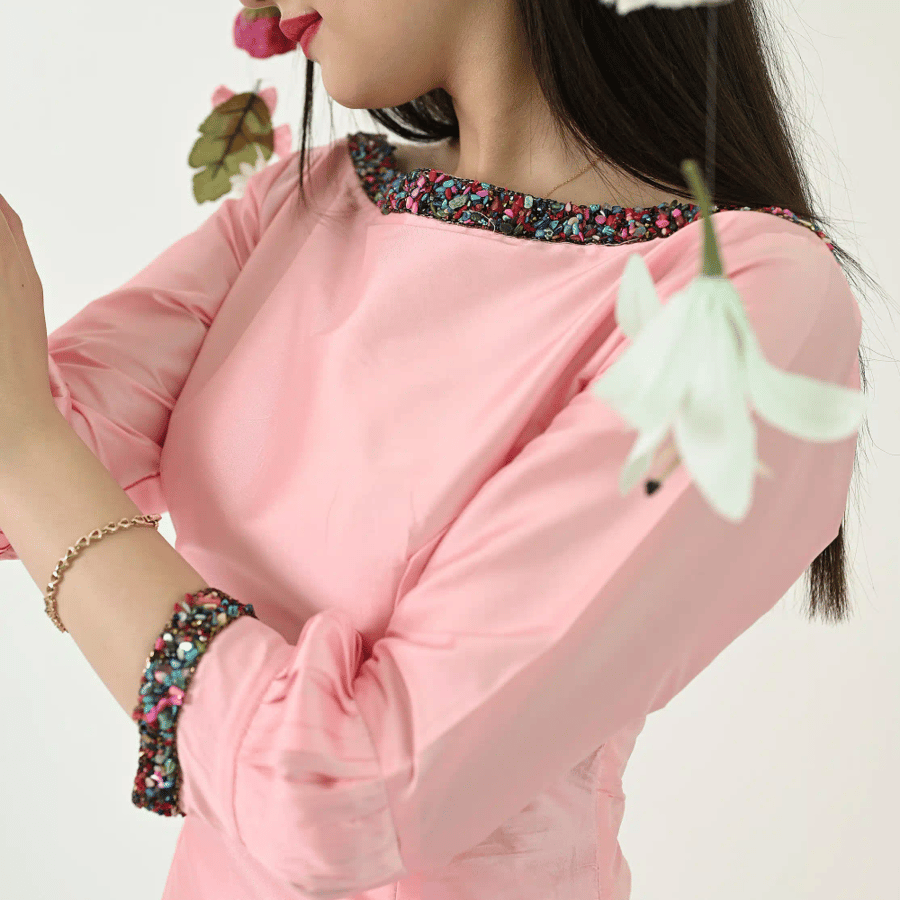 Pink flared dress
